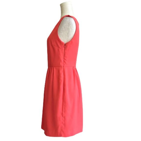 J. Crew Dress Coral Orange Sleeveless Crew Neck Pockets Summer Sheath Size 4 - Picture 6 of 12